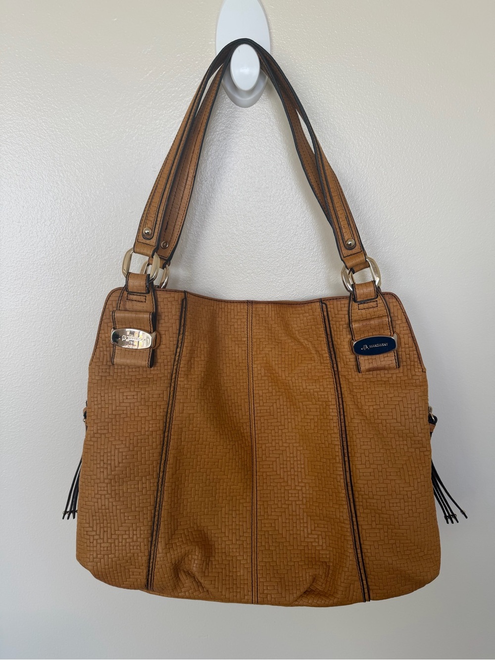 B. MAKOWSKY Light Brown Leather Women Large Tote Bag A220356